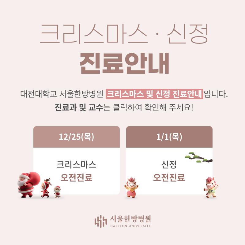 크리스마스, 신정 진료안내